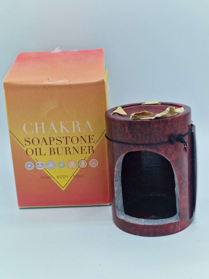 Deep Red Soapstone Carved Chakra Oil Burner