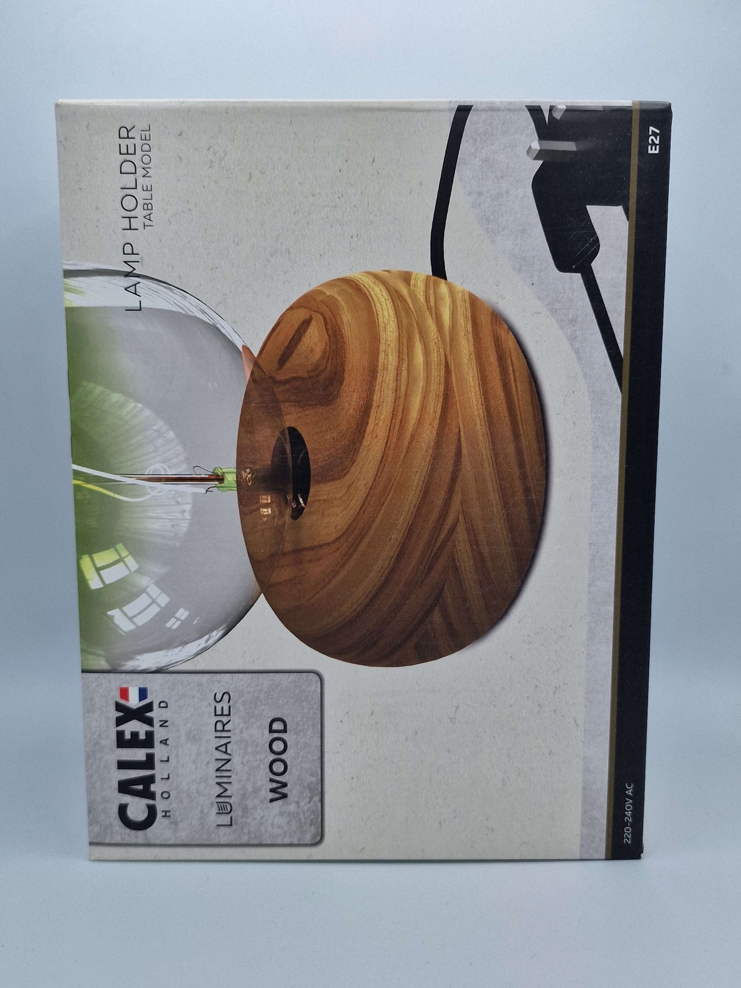 Calex Round Table Lamp Holder Wood Effect - E27 Bulb