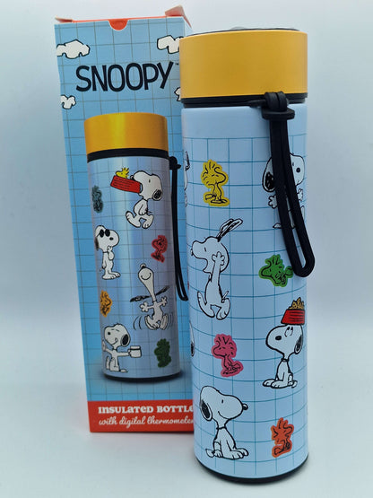 Peanuts Snoopy & Woodstock Hot & Cold Digital Thermometer Bottle