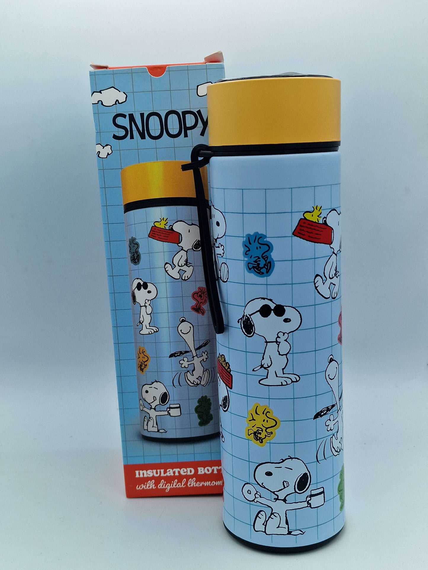 Peanuts Snoopy & Woodstock Hot & Cold Digital Thermometer Bottle