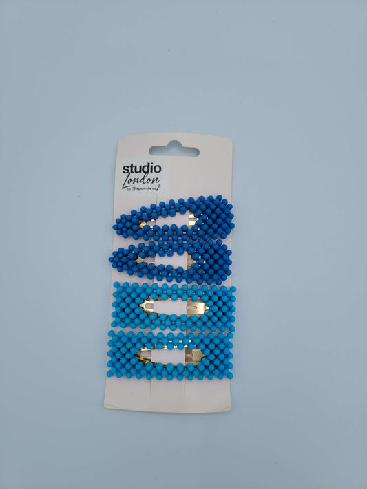 Studio London Blue Hair Clips - Pack of 4