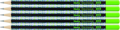 Helix Oxford Geo Pack of 5 HB Pencils - Green