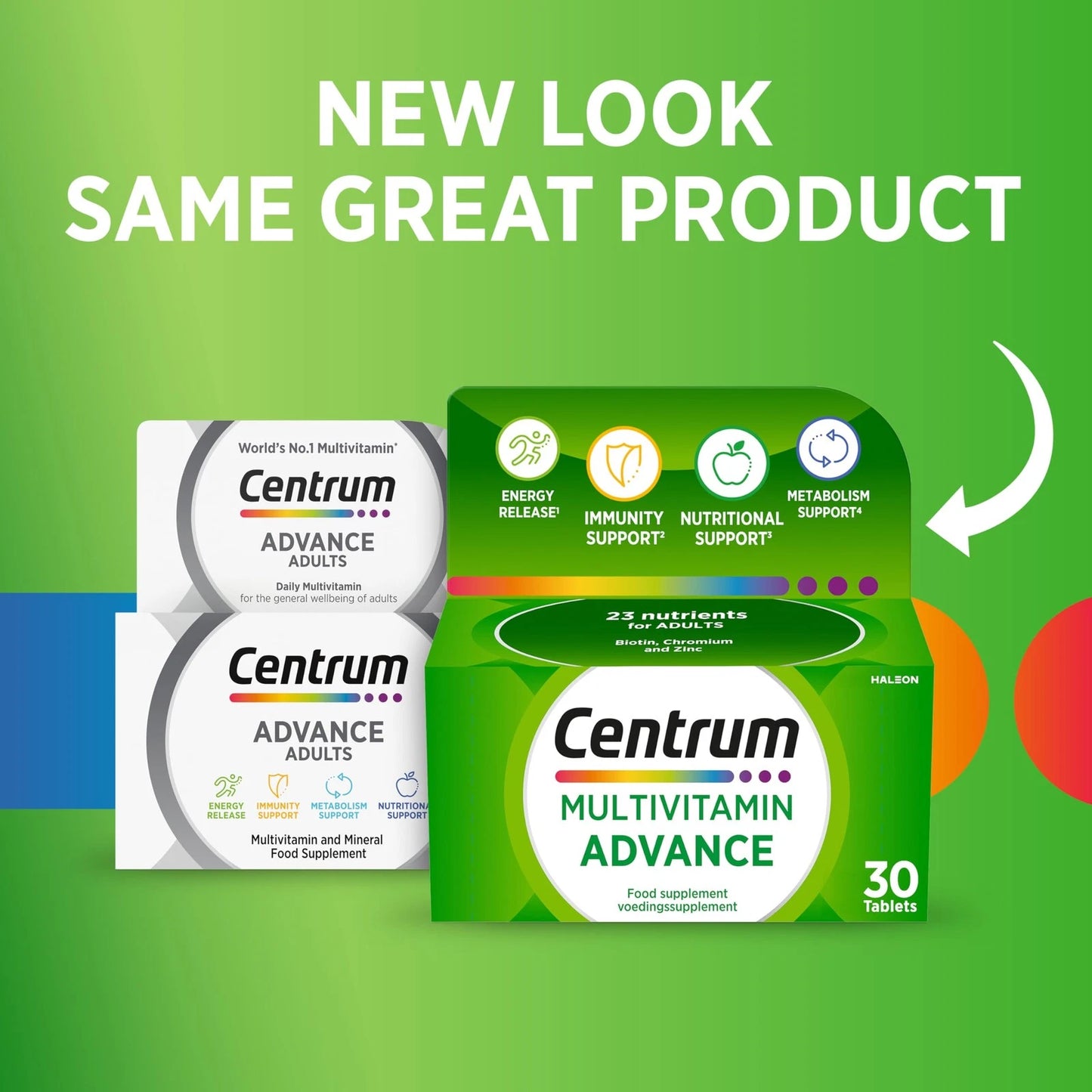 Centrum Advance Multivitamin & Mineral Supplements, 24 essential nutrients including vitamin D, C, Calcium, Daily Multivitamin Tablets, 30