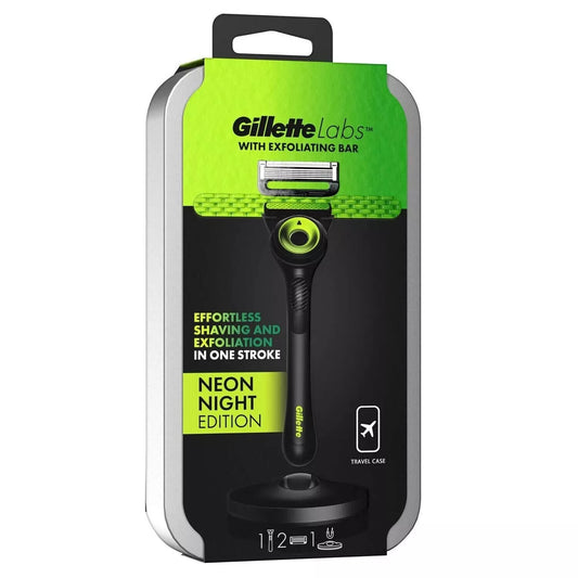 Gillette Labs Exfoliating Bar & Magnetic Stand Neon Night Edition Travel Case