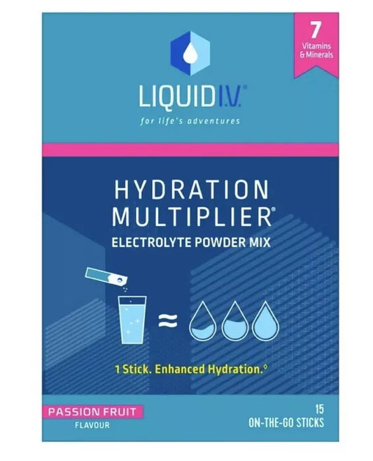 Liquid IV Hydration Multiplier PASSION FRUIT 15 Sticks Electrolyte Powder Mix