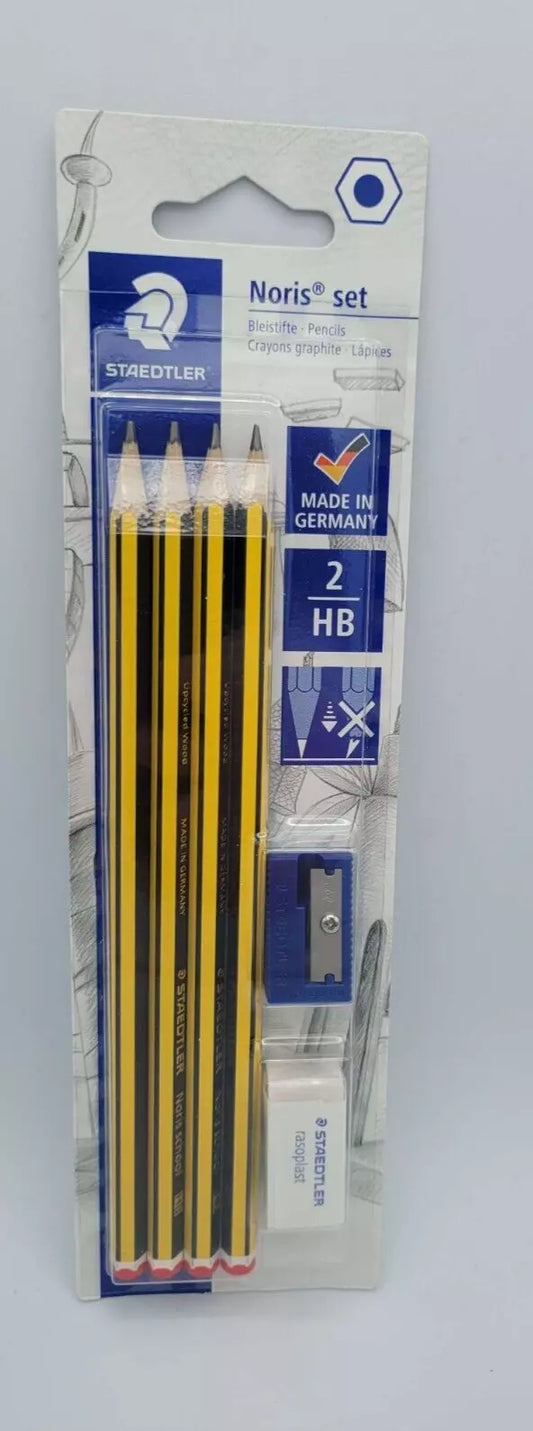 STAEDTLER 4PK HB Graphite Pencils Sharpener + Eraser