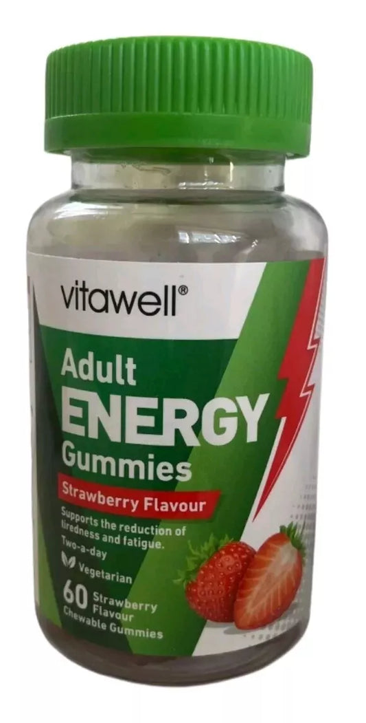 Vitawell Adult Energy 60 Strawberry Flavour Gummies With Vitamin D3 Vegetarian