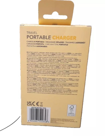Intempo Rechargeable Yellow Portable Charger / Powerbank 10,000 mAh Capacity