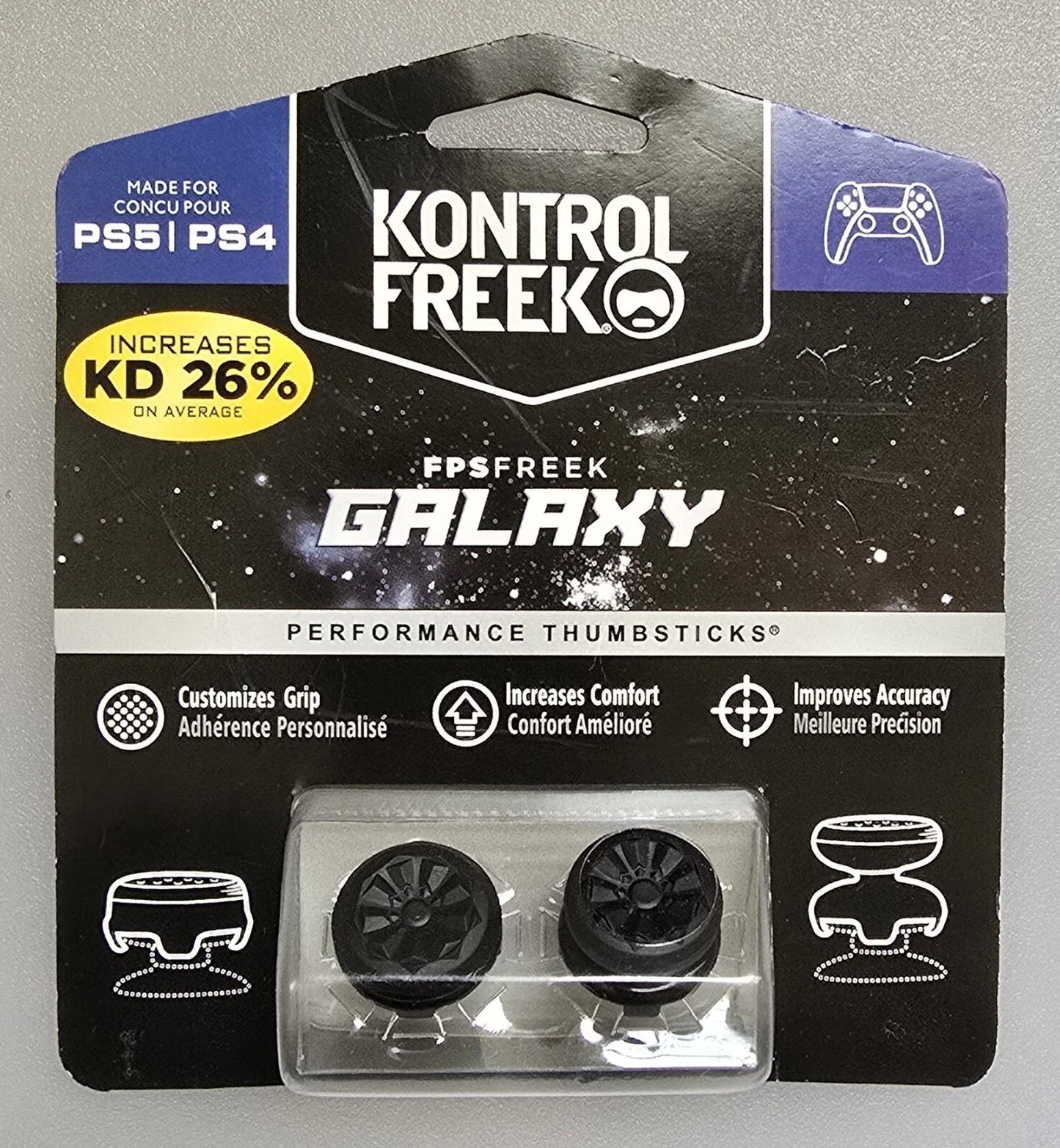 Black PS5|PS4 Kontrol Freek FPS Galaxy 1 Mid 1 High Rise Perfomance Thumbsticks