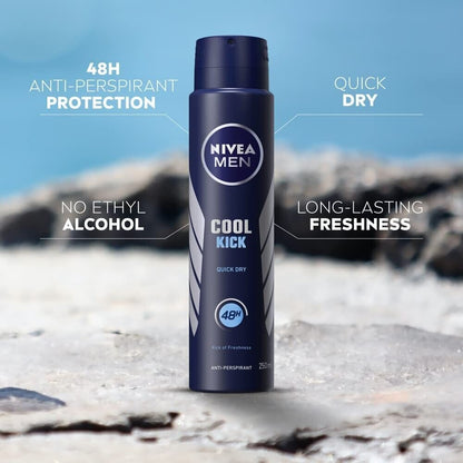 NIVEA MEN Cool Kick Anti-Perspirant Deodorant Spray 48H Cool-Care 250ml