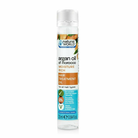 Natural World Moroccan Argan Oil Hair Treatment Oil 25ml