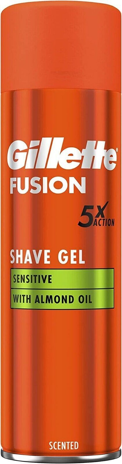 Gillette Fusion 5X Action Sensitive Men's Shaving Gel With Almond Oil 200ml