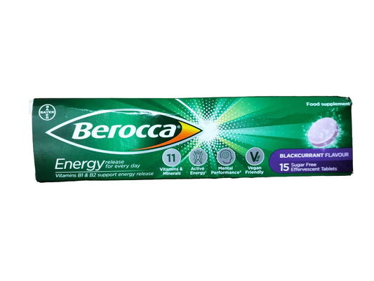 Berocca Vitamin C Effervescent Tablets - Including B Vitamins, Magnesium, Calcium & Zinc - Support Energy Release & Immune System - 15 Tablets - Blackcurrant Flavour