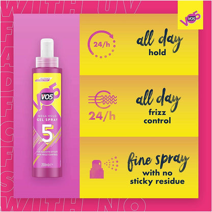 VO5 Mega Hold Hair Styling Gel Spray 200ml