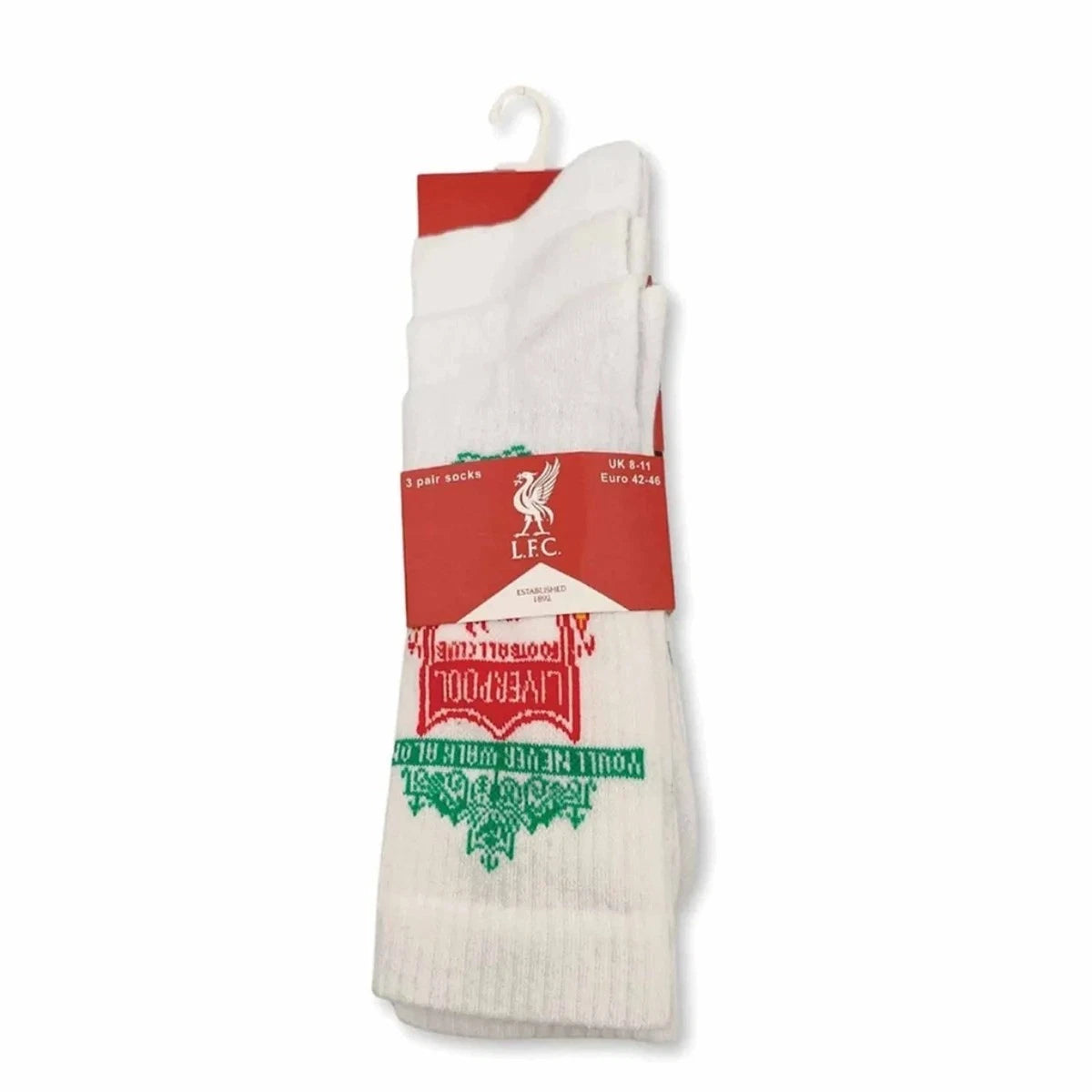 3PK Liverpool FC Sports Socks White/Red 8 to 11