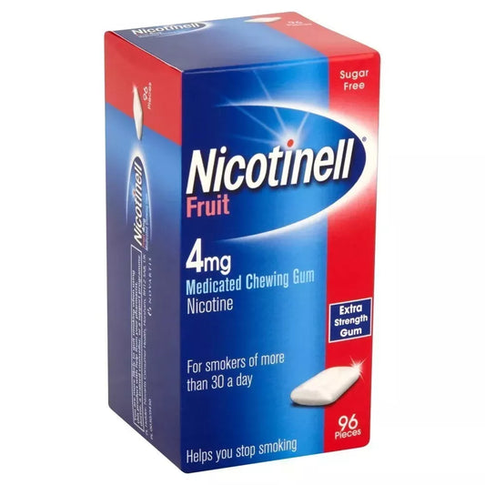 Nicotinell Nicotine Gum, Quit Smoking Aid, Fruit Flavour, 4 mg, 96 Pieces