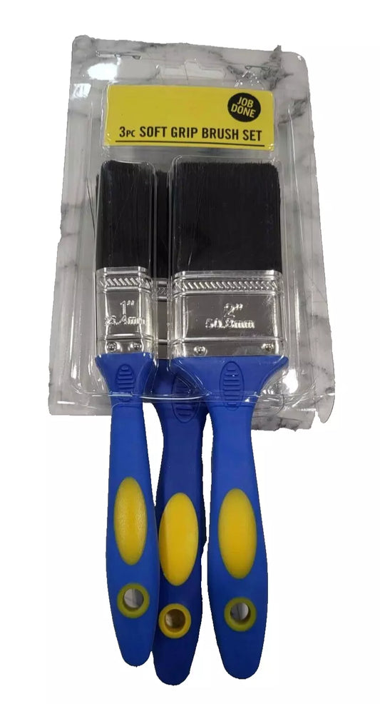 Job Done 3 Piece Soft Grip Paint Brush Set Painting 25, 50, 75mm Set