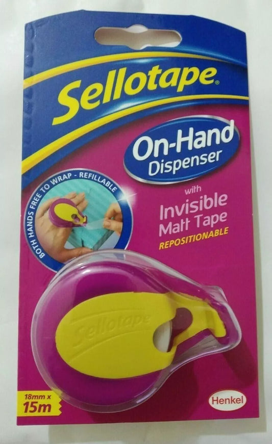 Sellotape On-Hand Dispenser with Invisible Matt Tape