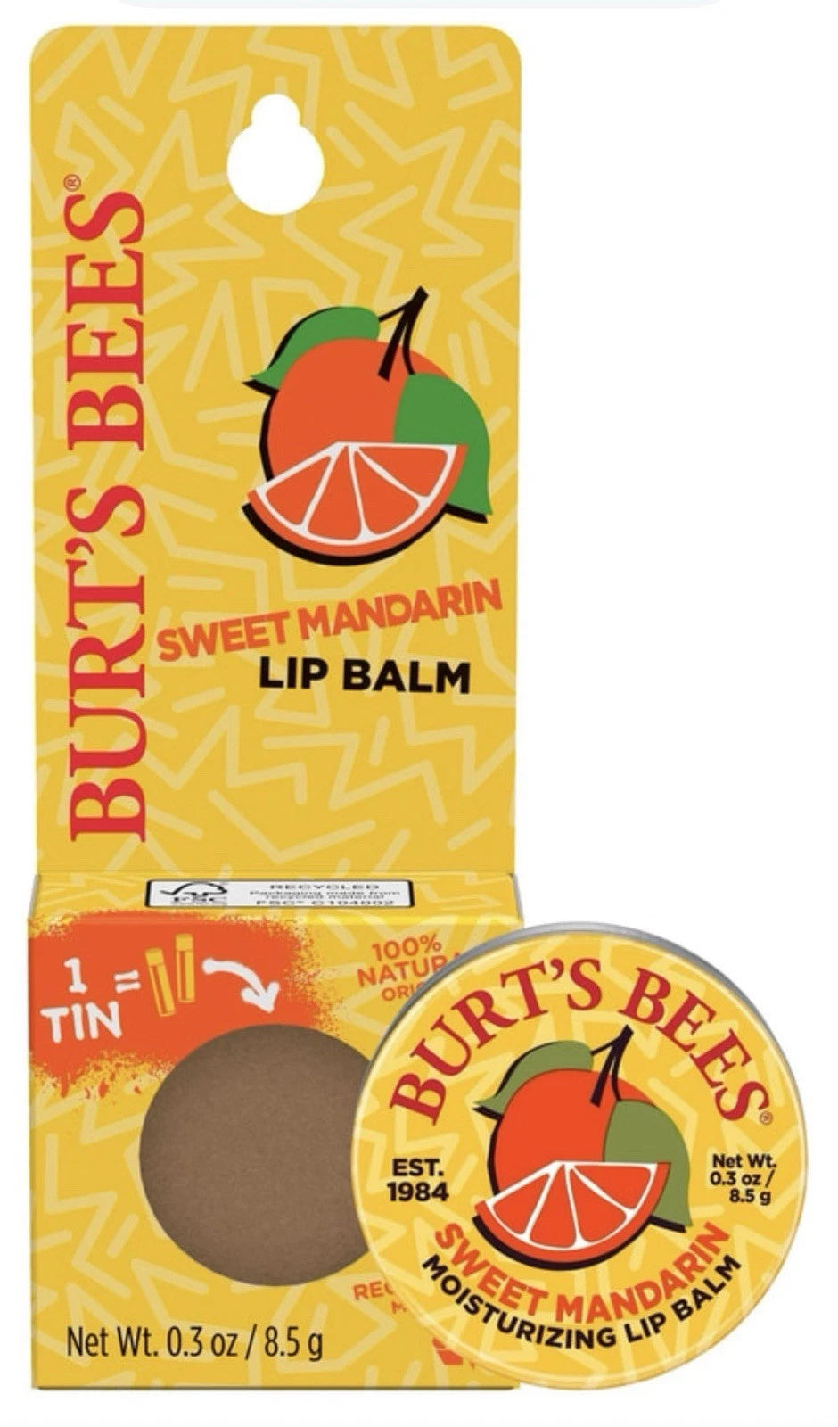 Burt's Bees Sweet Mandarin Lip Balm Tin 0.3oz 8.5g