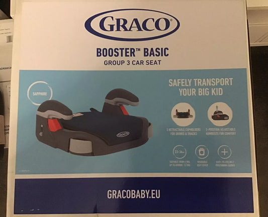 Graco Booster Basic Group C Backless Sapphire Booster Car Seat 6 - 12 Years