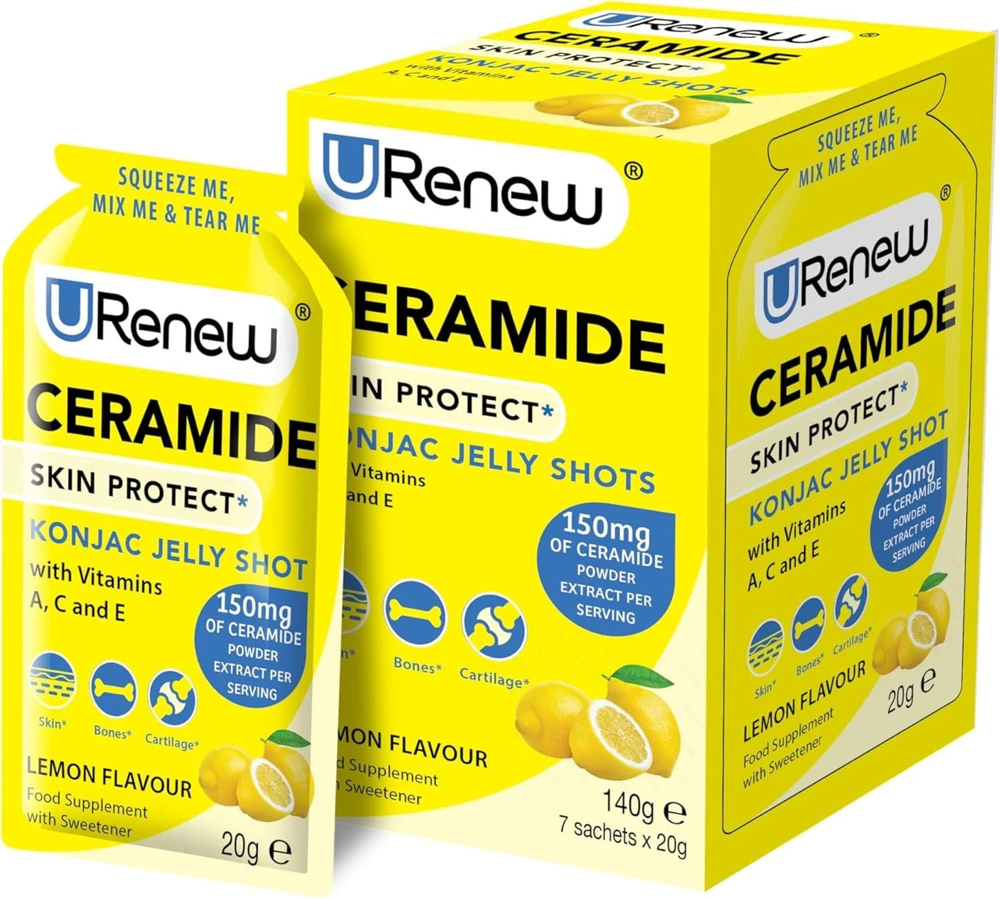 URenew Ceramide 150mg, 7 Sachet, Lemon Flavour