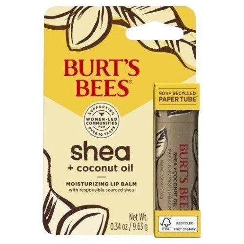 Burt's Bees Shea + Coconut Oil Paper Tube Moisturizing Lip Balm 0.34oz 9.63g