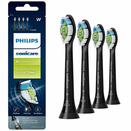 Genuine Philips Sonicare DiamondClean Replacement Toothbrush Heads, HX6064/95, BrushSync Technology, Black,4 Count