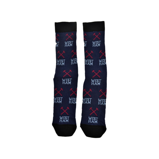 West Ham United All Over Print Socks Size 8 to 11 UK Navy